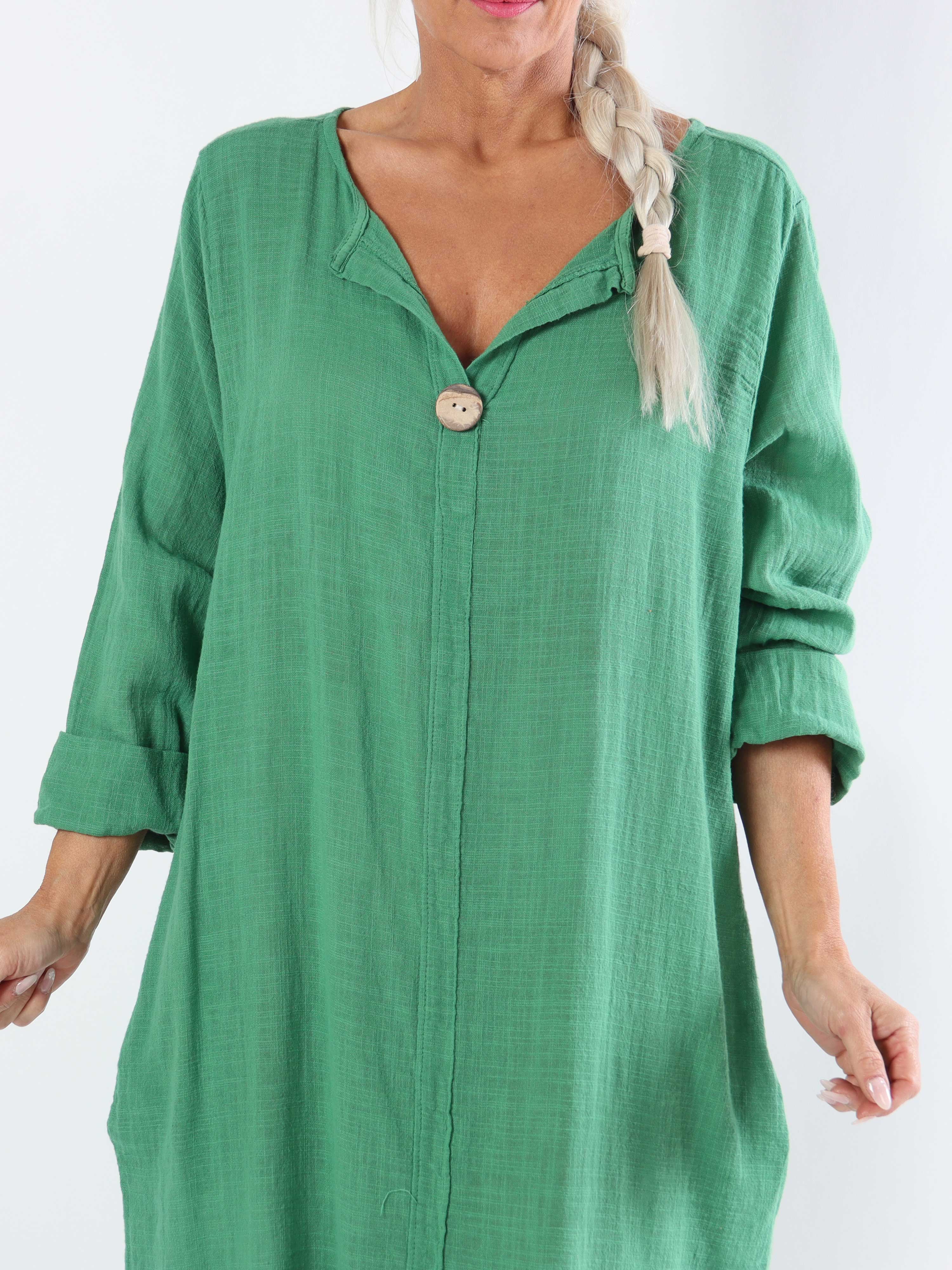 Arizona - Lang plus size bomuldskjole i hørlignende stof